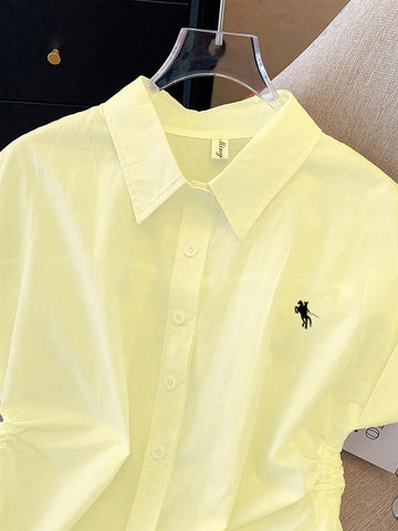 Women's Casual Knight Print Short Sleeve Single-Breasted Shirt