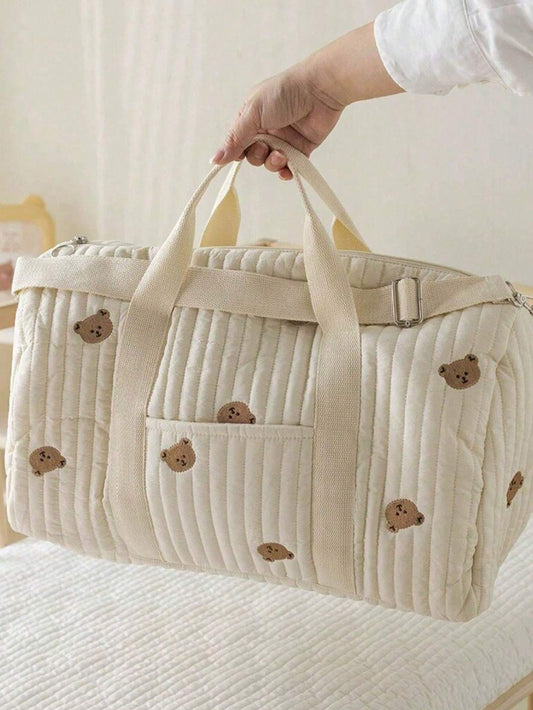 Large Capacity Bear Embroidery Diaper Bag