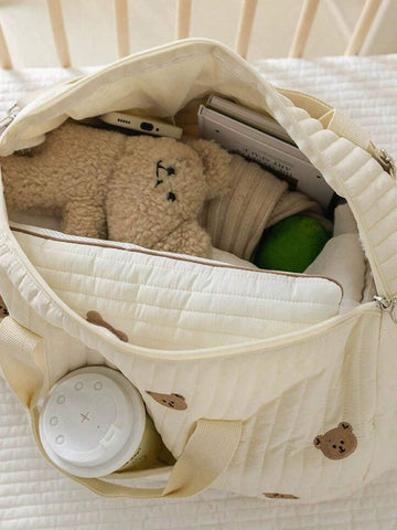 Large Capacity Bear Embroidery Diaper Bag