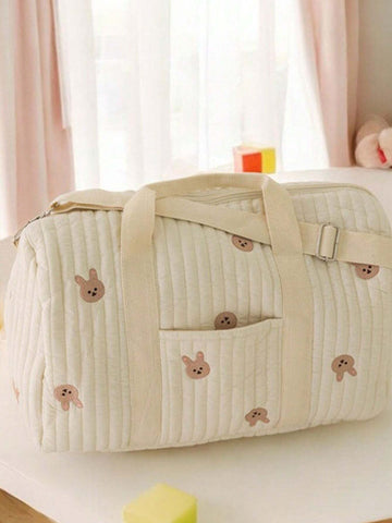 Large Capacity Bear Embroidery Diaper Bag