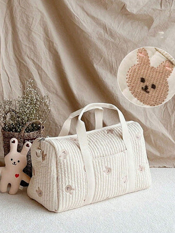 Large Capacity Bear Embroidery Diaper Bag