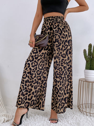 Leopard Print Wide Leg Pants