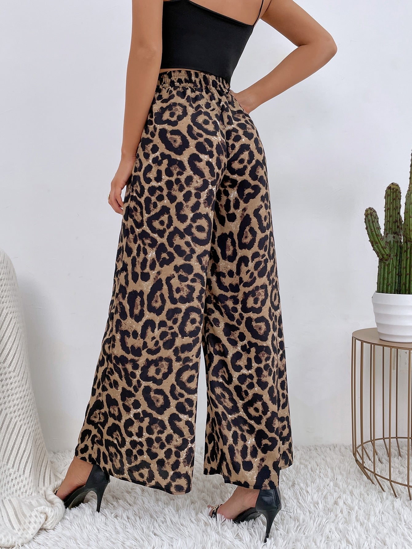 Leopard Print Wide Leg Pants