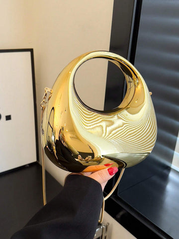 Lightweight, Business Casual Rhinestone Decor Bucket Bag