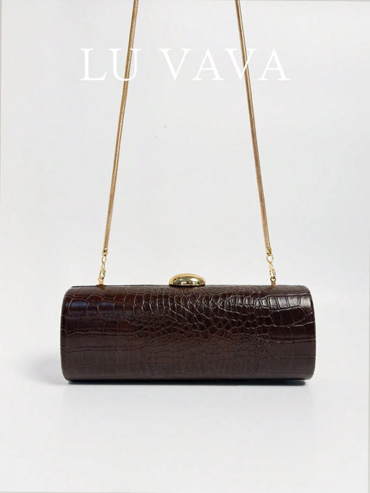 Long Baguette Clutch Bag Made Of PU Material With Crocodile Print