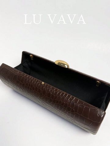 Long Baguette Clutch Bag Made Of PU Material With Crocodile Print