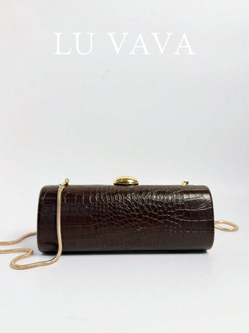 Long Baguette Clutch Bag Made Of PU Material With Crocodile Print