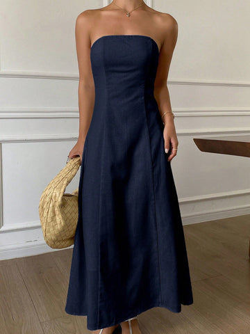 Casual Solid Color Midi Dress
