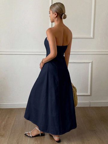 Casual Solid Color Midi Dress