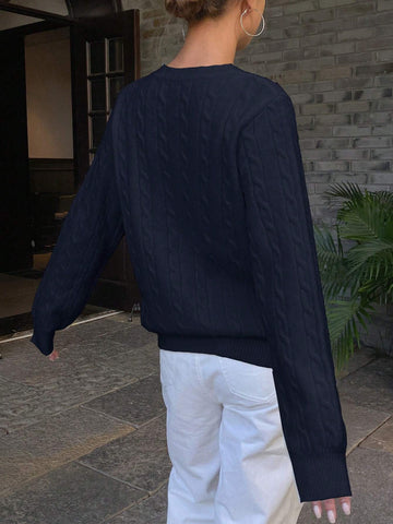 Loose Fit Embroidered Horse Design Sweater