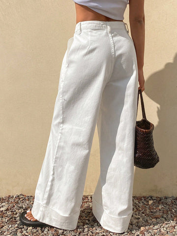 Women's Loose Casual Solid Color Denim Jeans