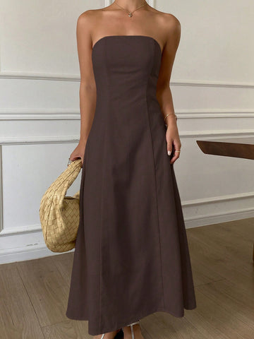 Casual Solid Color Midi Dress