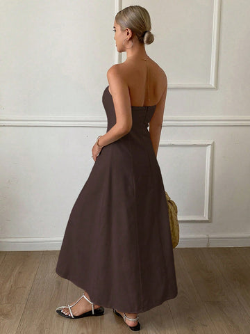 Casual Solid Color Midi Dress