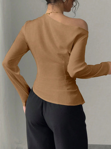 Women's Elegant Asymmetrical Neck Blouse