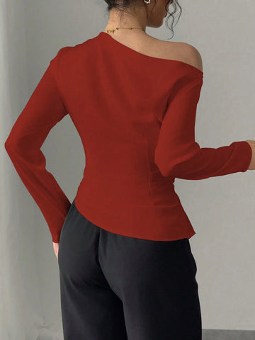 Women's Elegant Asymmetrical Neck Blouse