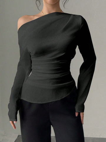 Women's Elegant Asymmetrical Neck Blouse