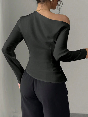 Women's Elegant Asymmetrical Neck Blouse