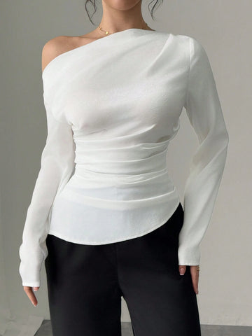 Women's Elegant Asymmetrical Neck Blouse