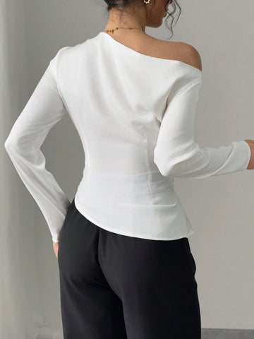Women's Elegant Asymmetrical Neck Blouse