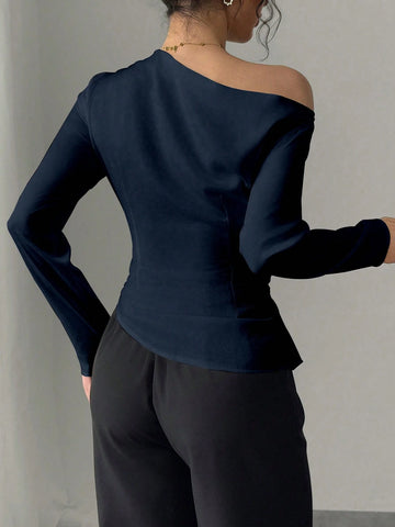 Women's Elegant Asymmetrical Neck Blouse