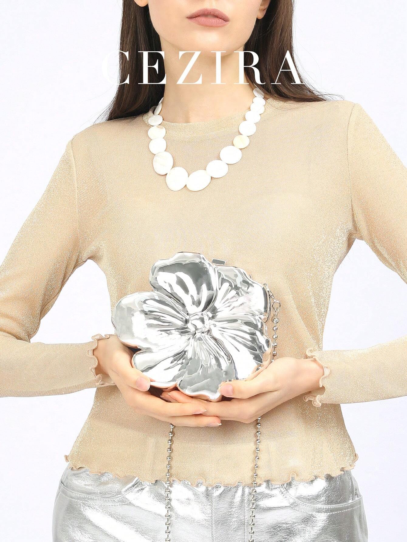 Luxury Shiny ABS Material Flower Shaped Mini Clutch Handbag