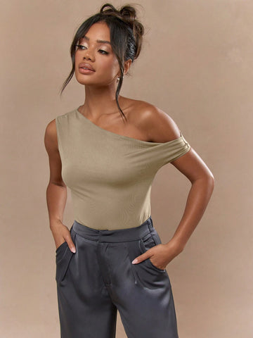 MISSGUIDED Asymmetric Neckline Jersey One Off-Shoulder Bodysuit