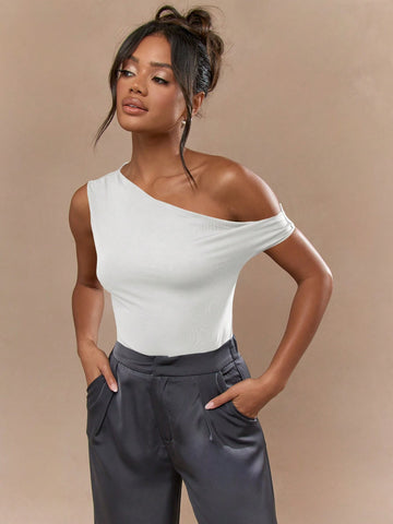 MISSGUIDED Asymmetric Neckline Jersey One Off-Shoulder Bodysuit