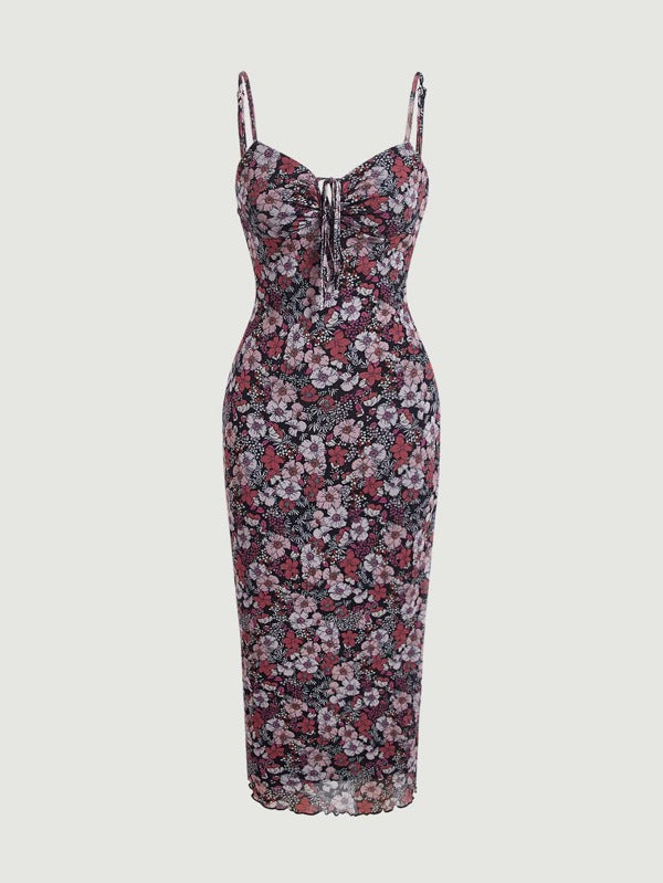 MOD Allover Floral Print Tie Front Cami Dress