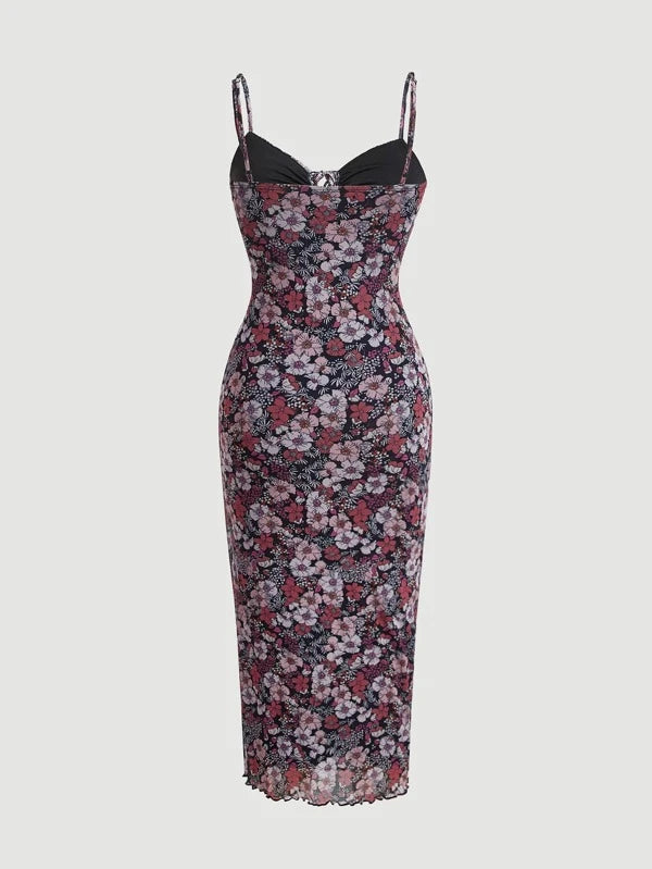 MOD Allover Floral Print Tie Front Cami Dress