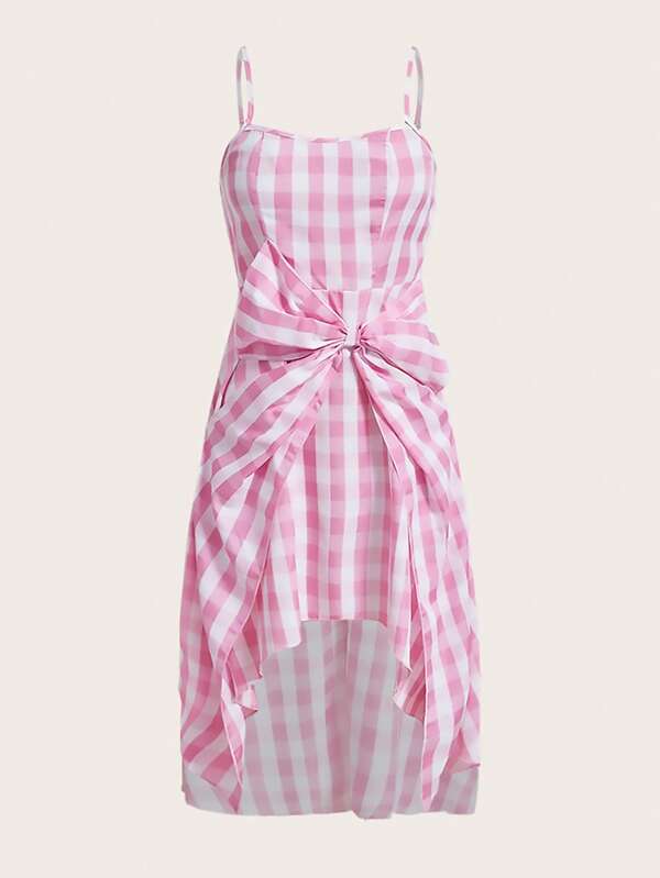 MOD Gingham Print Bow Front Cami Dress