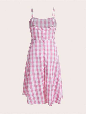 MOD Gingham Print Bow Front Cami Dress