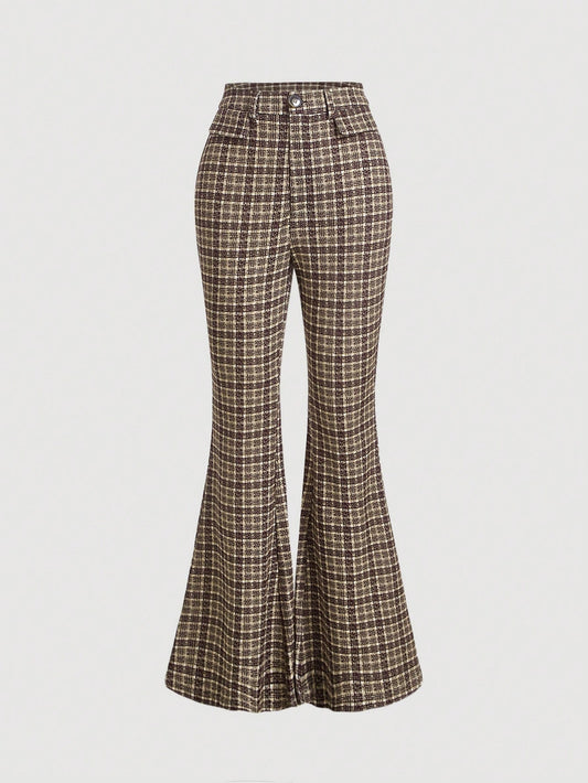 MOD Plaid Print Flare Leg Pants