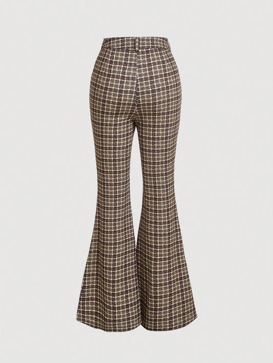 MOD Plaid Print Flare Leg Pants