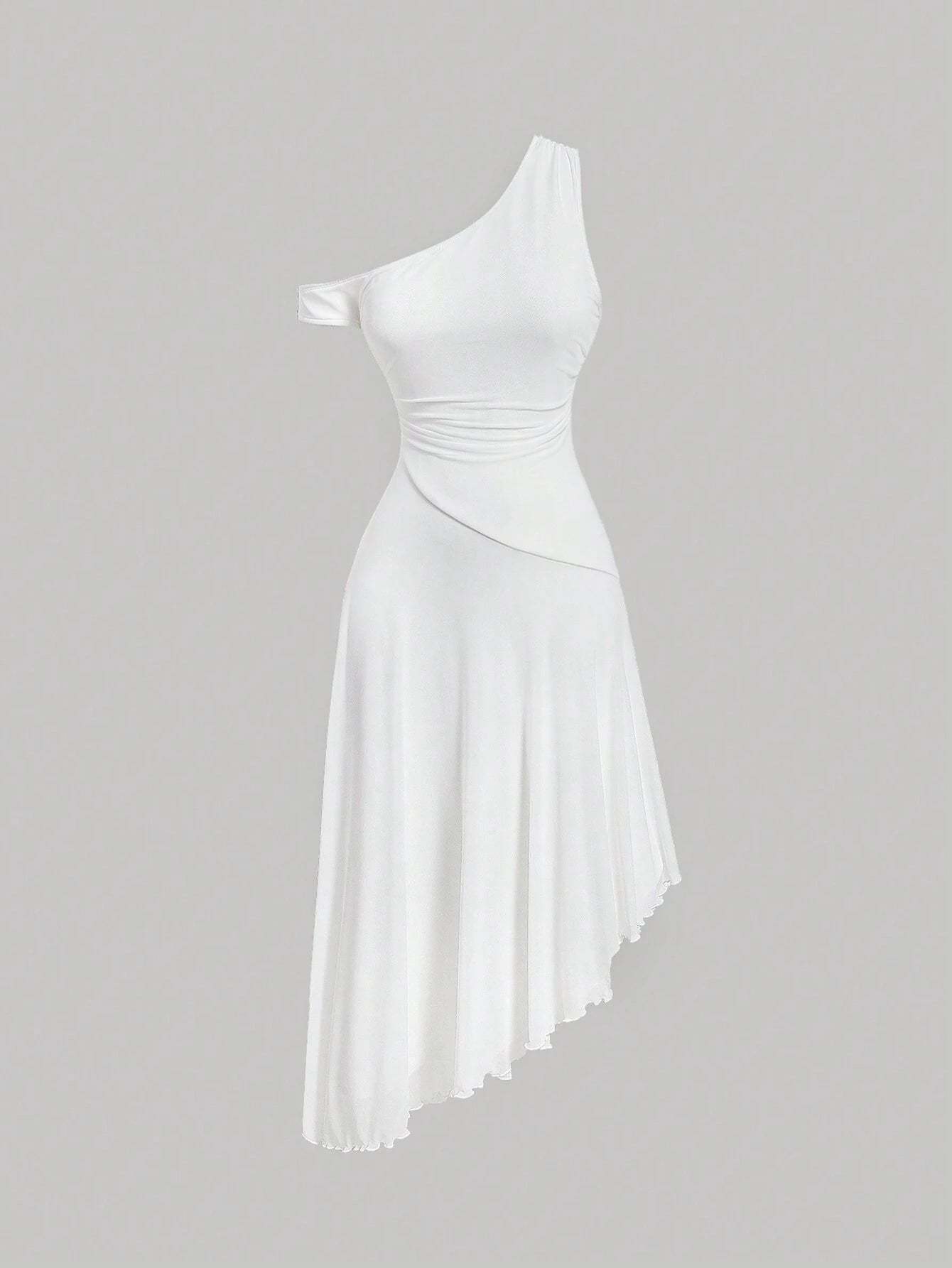 MOD Solid Asymmetrical Neck Dress