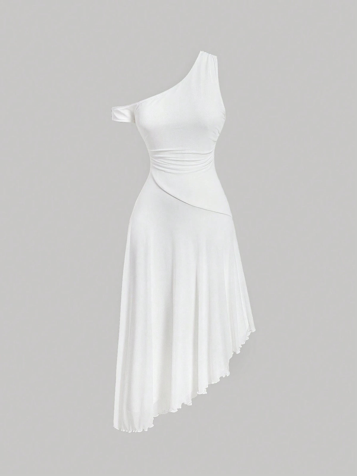 MOD Solid Asymmetrical Neck Dress