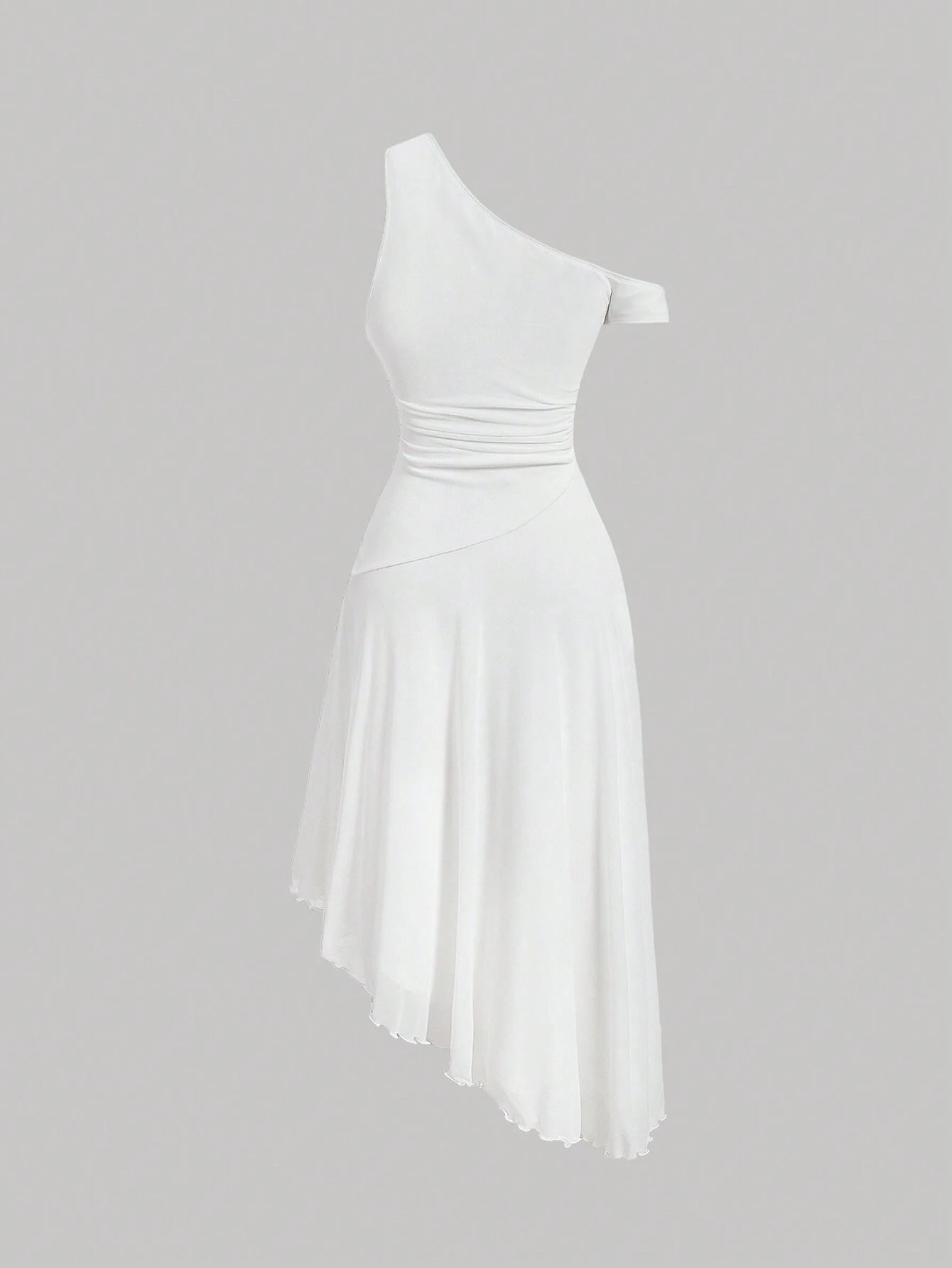 MOD Solid Asymmetrical Neck Dress