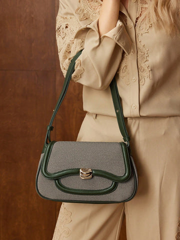 MOTF PREMIUM COLOR BLOCK TRIM SHOULDER BAG