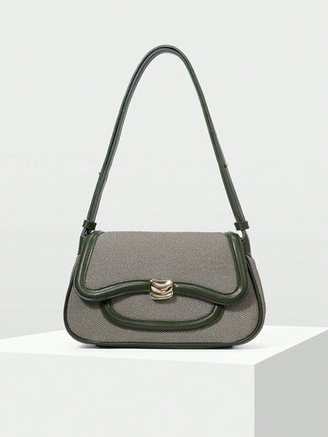 MOTF PREMIUM COLOR BLOCK TRIM SHOULDER BAG