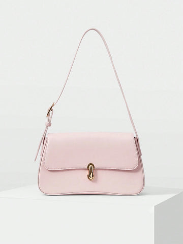 MOTF PREMIUM 1PC WOMEN ELEGANT SIMPLE SOLID COLOR COMMUTER FLAP SHOULDER BAG