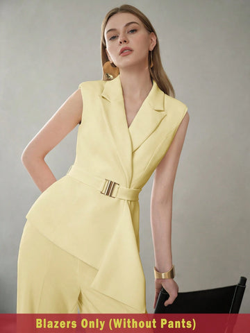 MOTF PREMIUM SOLID PEAK COLLAR BELTED WAISTCOAT