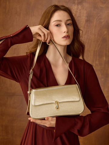 MOTF PREMIUM 1PC WOMEN ELEGANT SIMPLE SOLID COLOR COMMUTER FLAP SHOULDER BAG