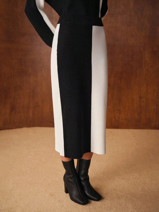 MOTF PREMIUM COLORBLOCK SKINNY SWEATER SKIRT