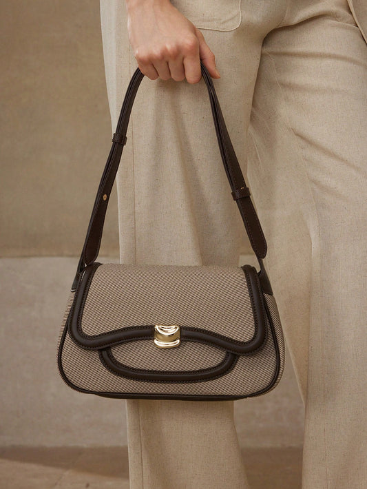 MOTF PREMIUM COLOR BLOCK TRIM SHOULDER BAG