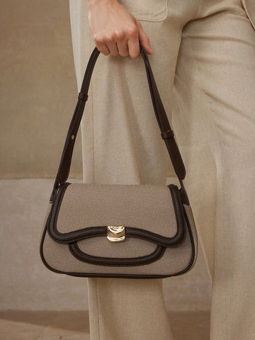 MOTF PREMIUM COLOR BLOCK TRIM SHOULDER BAG