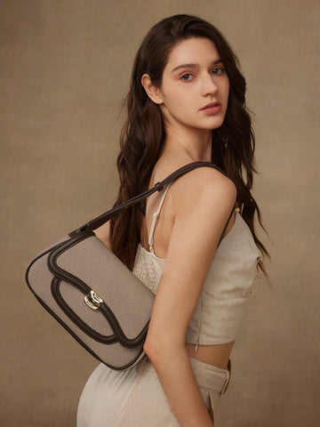 MOTF PREMIUM COLOR BLOCK TRIM SHOULDER BAG