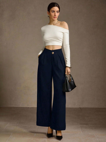 MOTF PREMIUM FOLD PLEATED SLANT POCKET PANTS