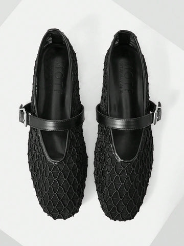 MOTF PREMIUM RHINESTONE DETAIL PU LEATHER FLATS