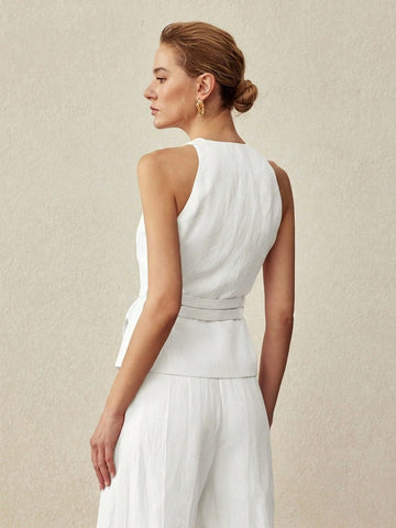 MOTF PREMIUM LINEN DUAL WAIST TIE WAISTCOAT