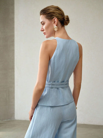 MOTF PREMIUM LINEN DUAL WAIST TIE WAISTCOAT