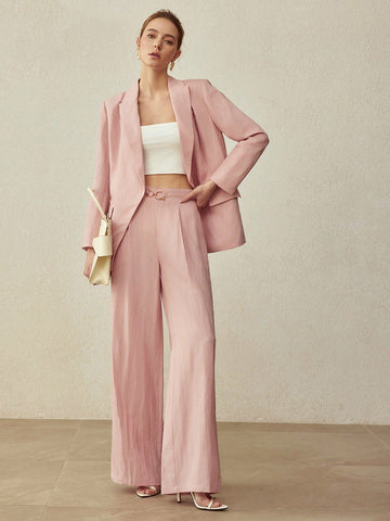 ELEGANT DECORATIVE BUTTON STRAIGHT LEG PANTS